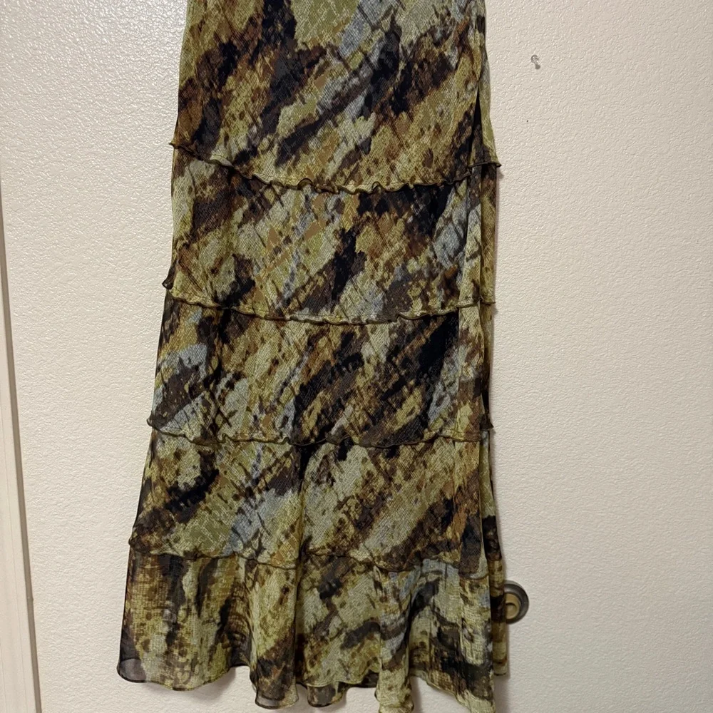 NIC+ZOE Tiered Boho Maxi Skirt in Earth Tones Zipper‎ Side Size 6